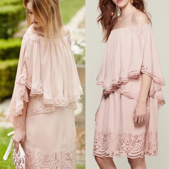 Kobi Halperin 100% Silk Veronica Off Shoulder Dress XS Pink Fairy Romantic $595 - Picture 1 of 16